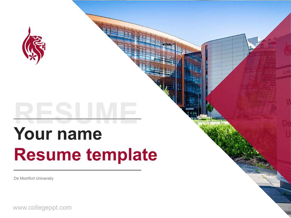 De Montfort University Resume PPT Template4:3 ratio PPT effect preview image5
