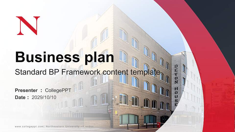 Northeastern University – London Competition/Entrepreneurship Contest PPT Template16:9 ratio PPT effect preview image