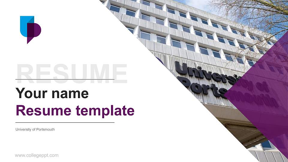 University of Portsmouth Resume PPT Template16:9 ratio PPT effect preview image