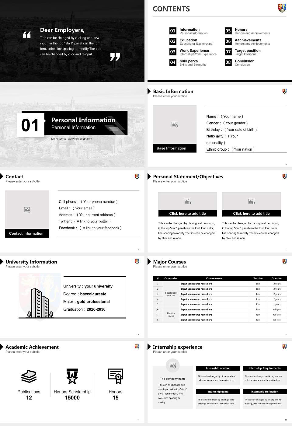 University of Birmingham Resume PPT Template16:9 ratio PPT effect preview image2