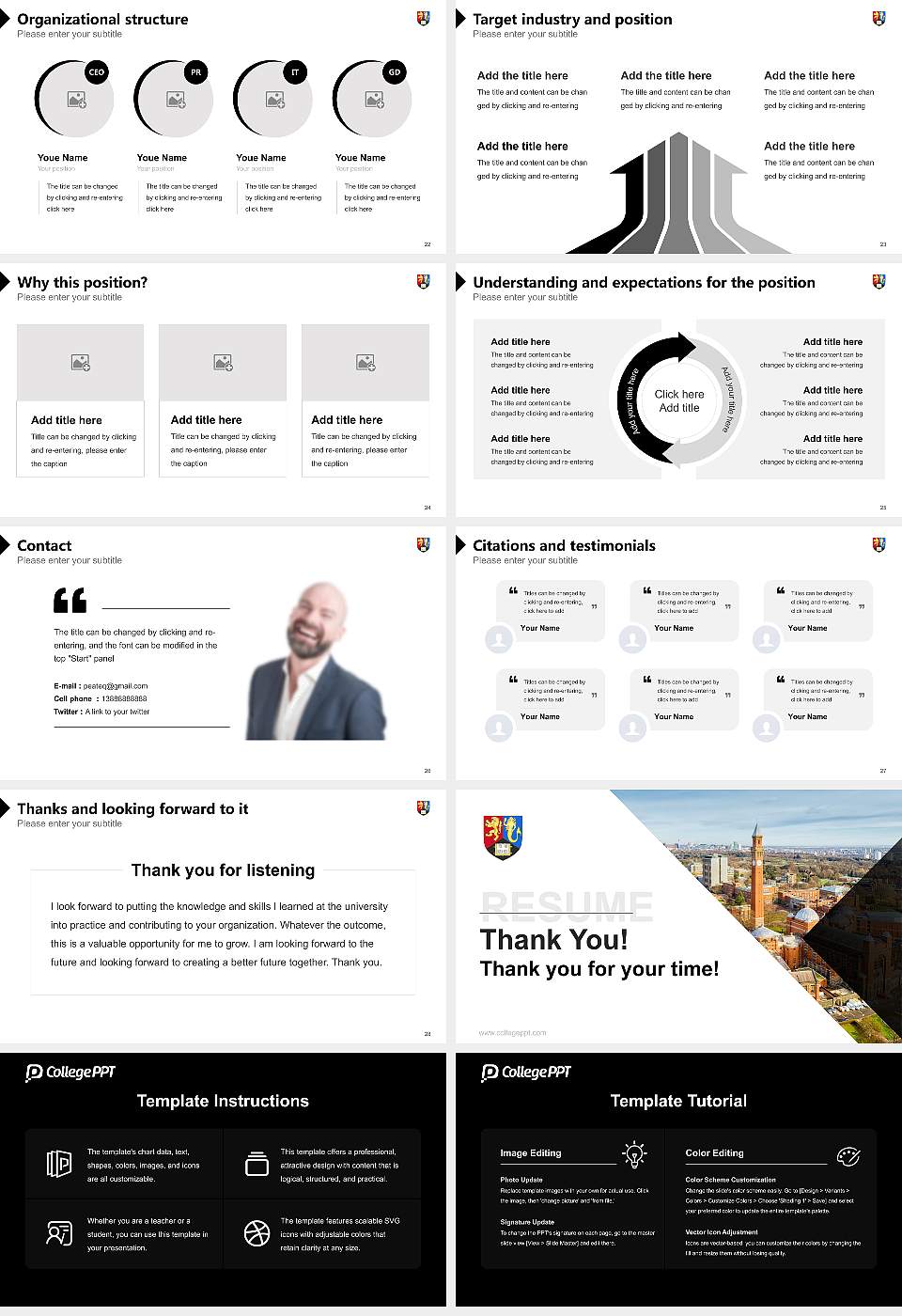 University of Birmingham Resume PPT Template16:9 ratio PPT effect preview image4
