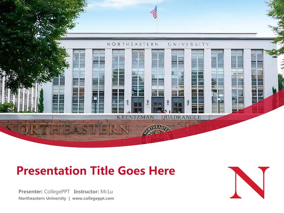 Northeastern University Course/Courseware Creation PPT Template4:3 ratio PPT effect preview image5