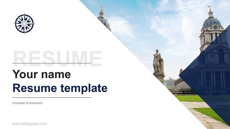 University of Greenwich Resume PPT Template16:9 ratio PPT effect preview image