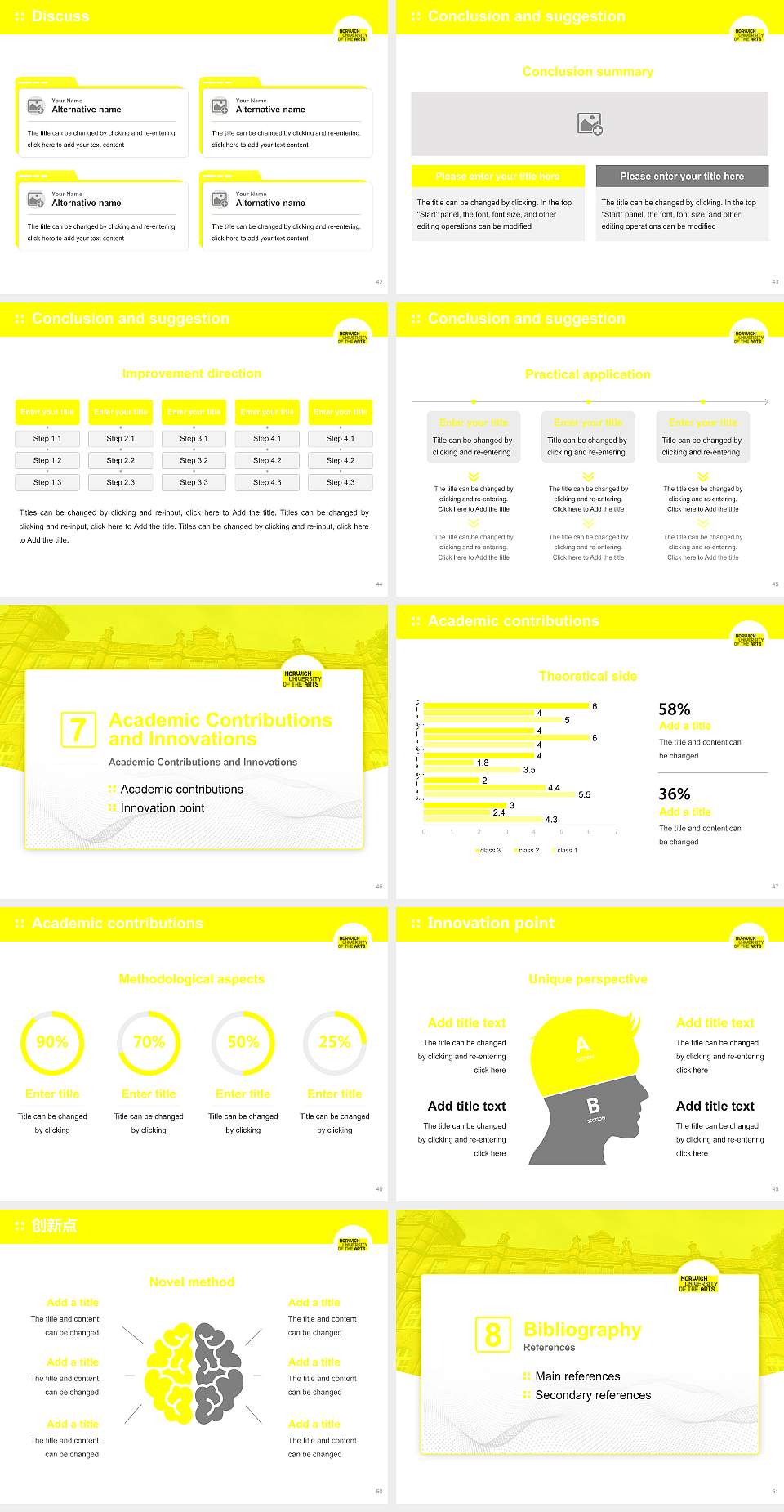 Norwich University of the Arts Graduation Thesis Defense PPT Template4:3 ratio PPT effect preview image6