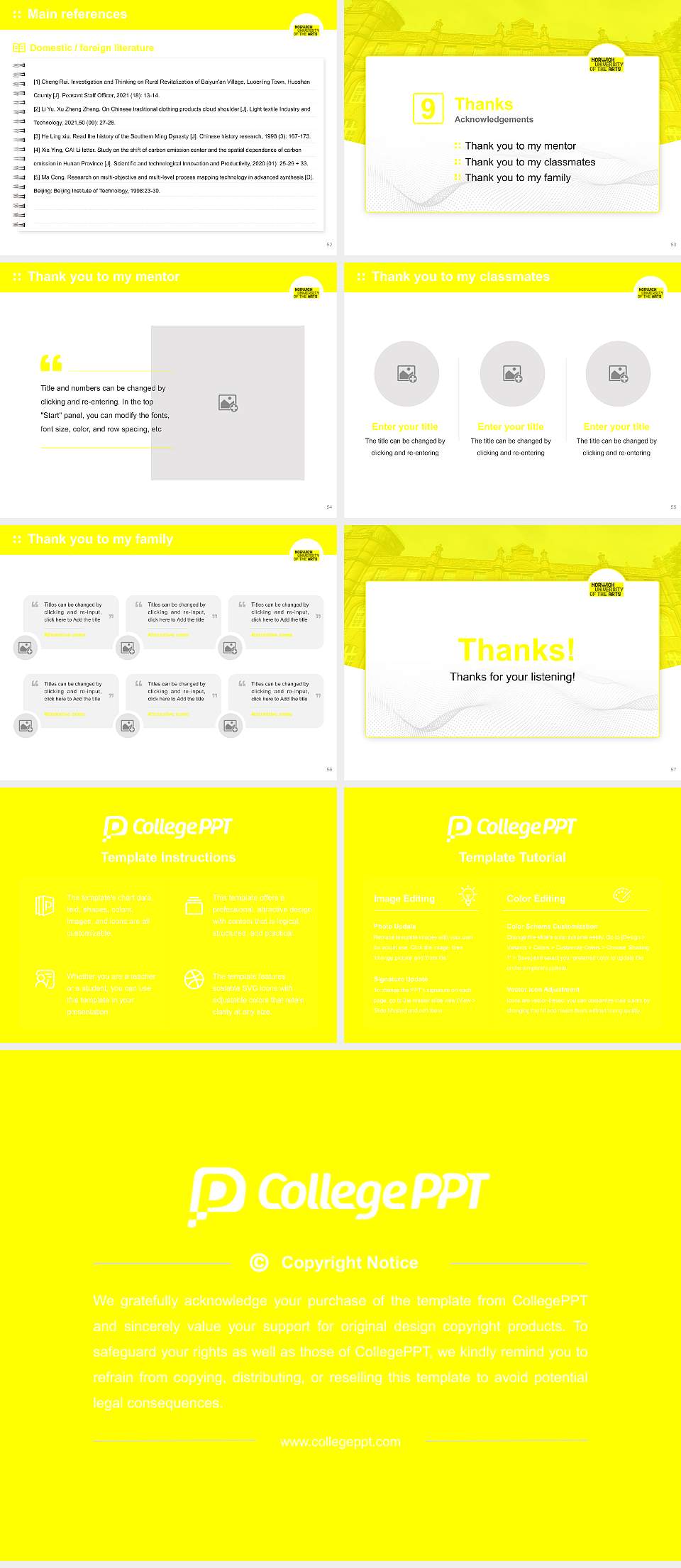 Norwich University of the Arts Graduation Thesis Defense PPT Template4:3 ratio PPT effect preview image7