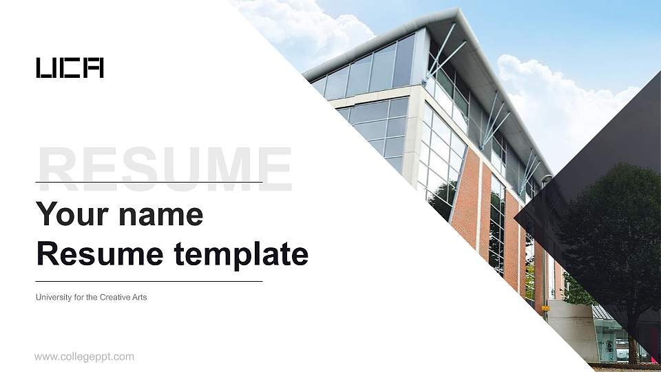 University for the Creative Arts Resume PPT Template16:9 ratio PPT effect preview image