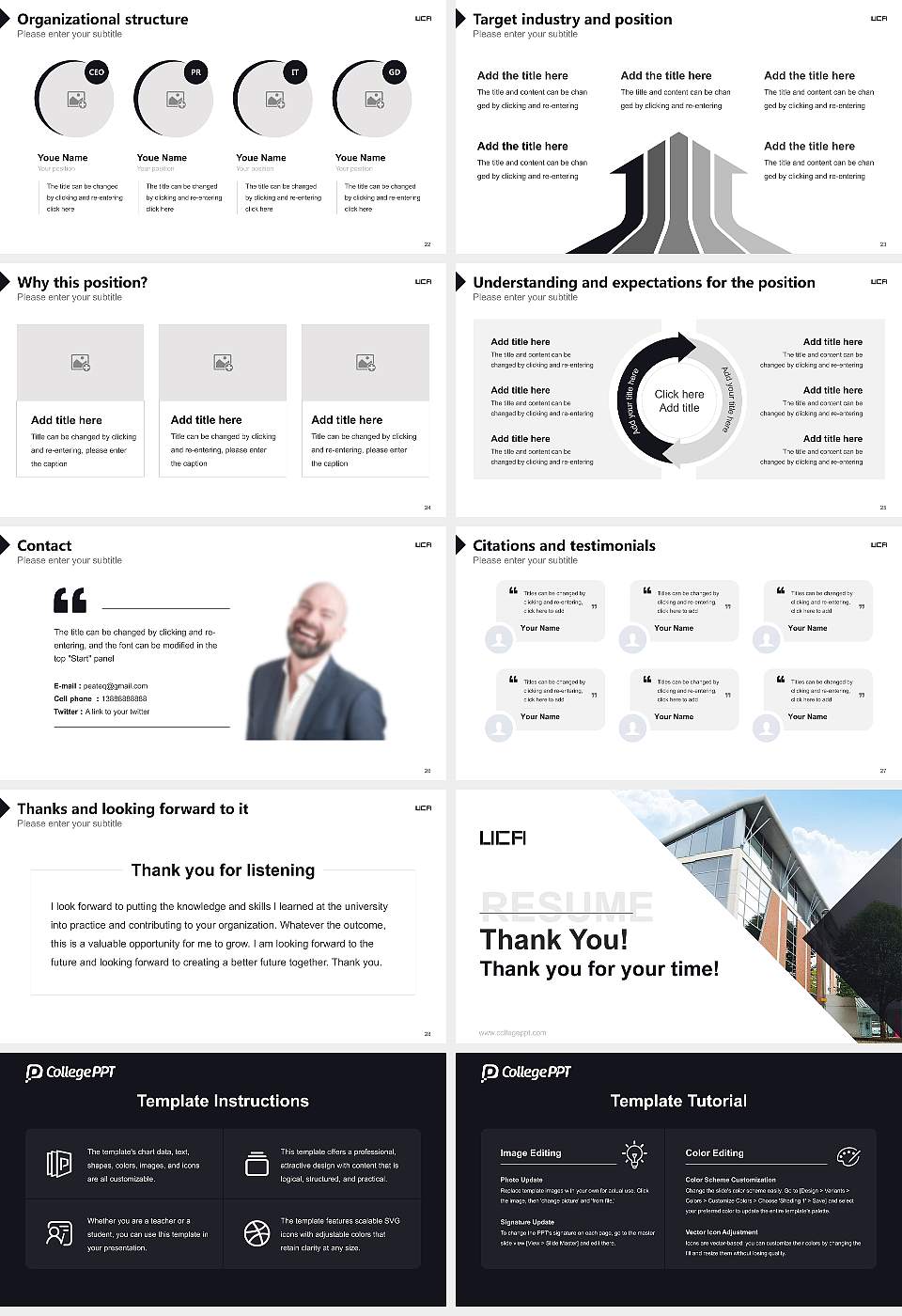 University for the Creative Arts Resume PPT Template16:9 ratio PPT effect preview image4