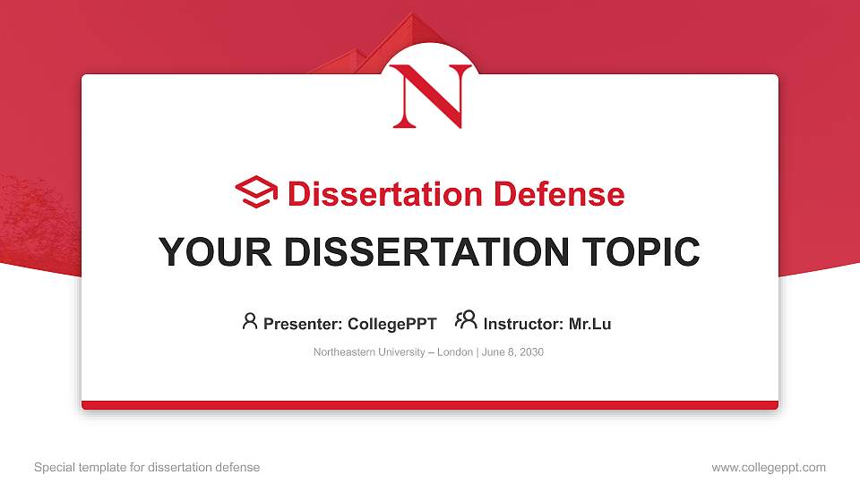 Northeastern University – London Graduation Thesis Defense PPT Template16:9 ratio PPT effect preview image