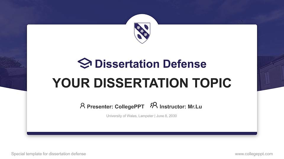 University of Wales, Lampeter Graduation Thesis Defense PPT Template16:9 ratio PPT effect preview image