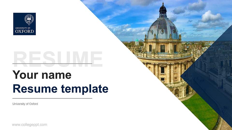 University of Oxford Resume PPT Template16:9 ratio PPT effect preview image