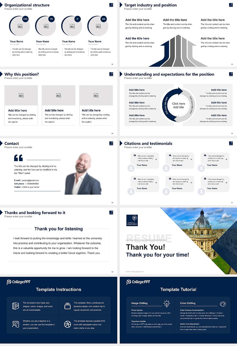 University of Oxford Resume PPT Template16:9 ratio PPT effect preview image4