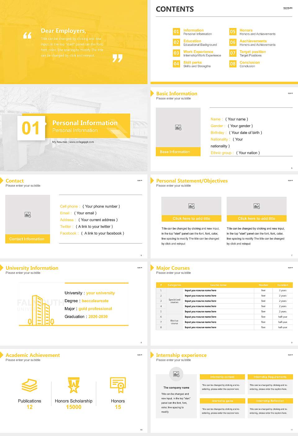 Falmouth University Resume PPT Template16:9 ratio PPT effect preview image2