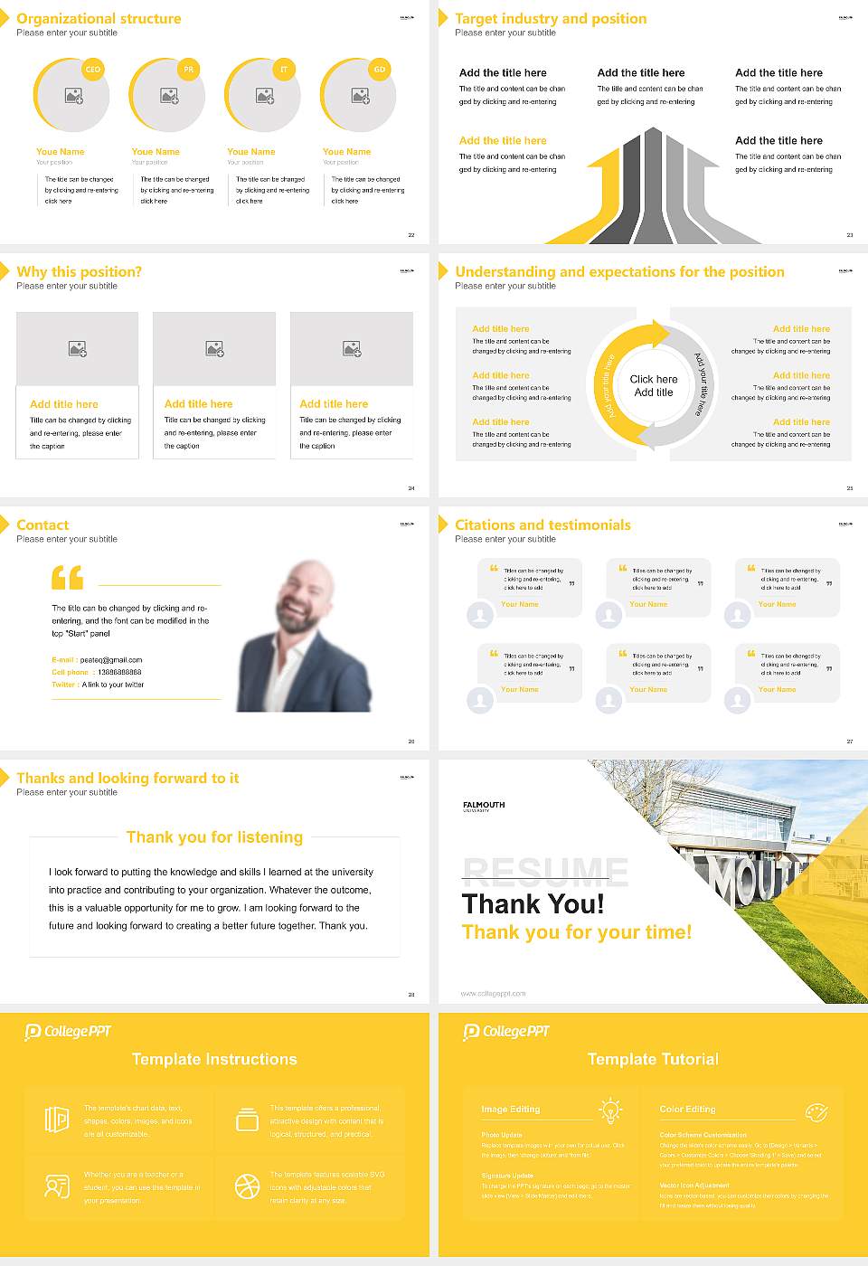 Falmouth University Resume PPT Template16:9 ratio PPT effect preview image4