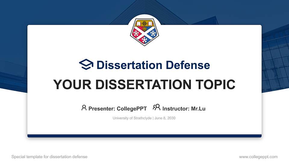 University of Strathclyde Graduation Thesis Defense PPT Template16:9 ratio PPT effect preview image