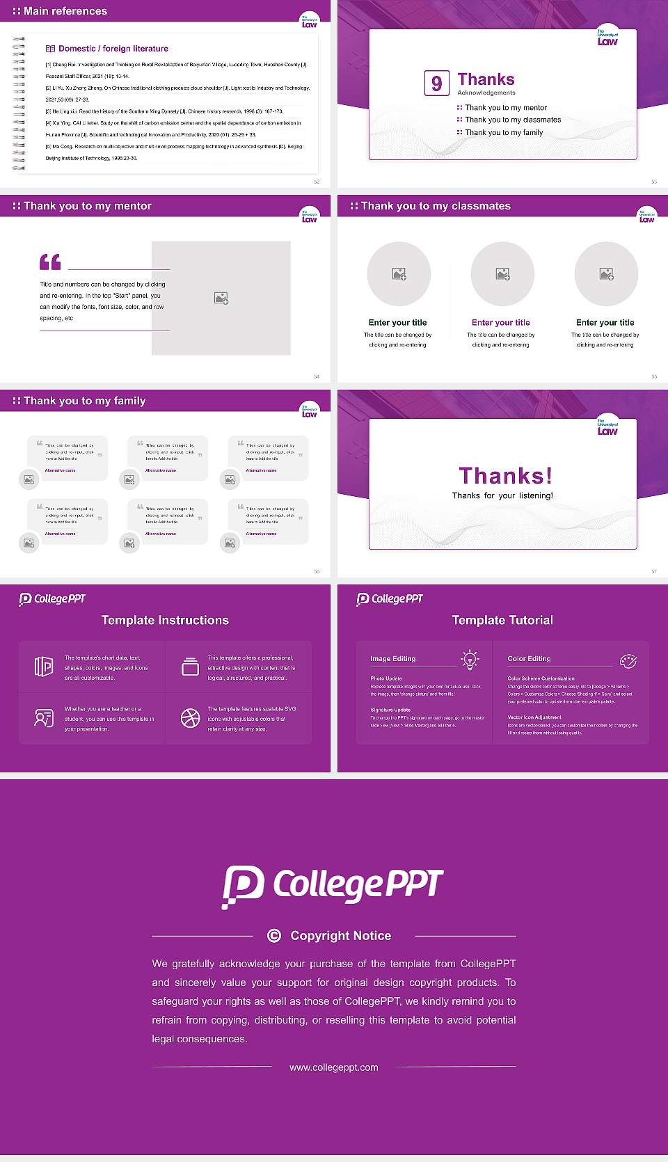 University of Law Graduation Thesis Defense PPT Template16:9 ratio PPT effect preview image7