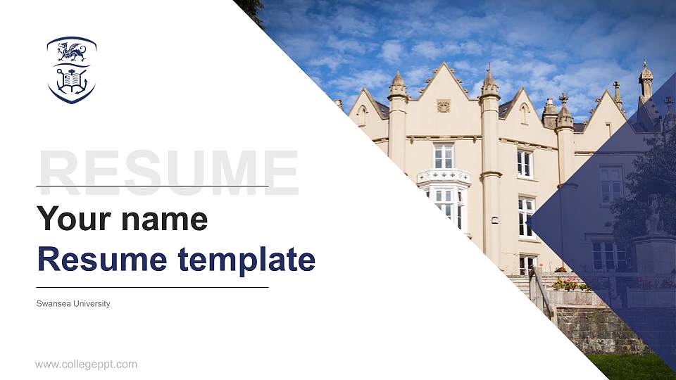 Swansea University Resume PPT Template16:9 ratio PPT effect preview image