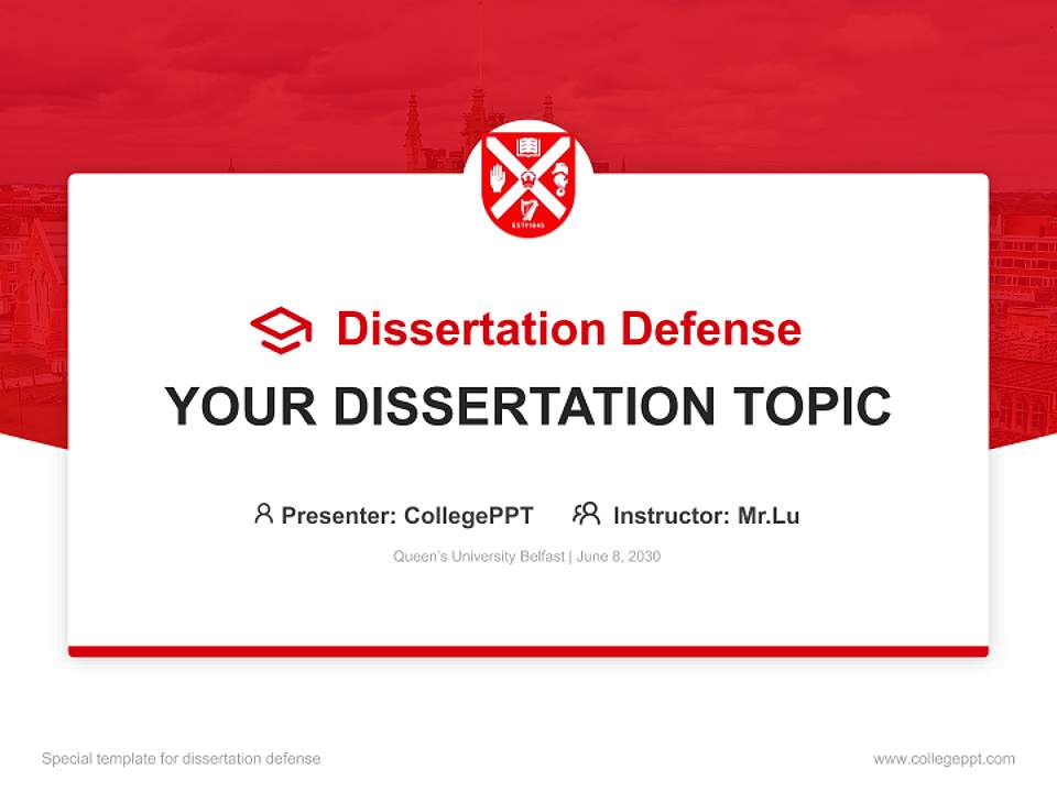 Queen’s University Belfast Graduation Thesis Defense PPT Template4:3 ratio PPT effect preview image7