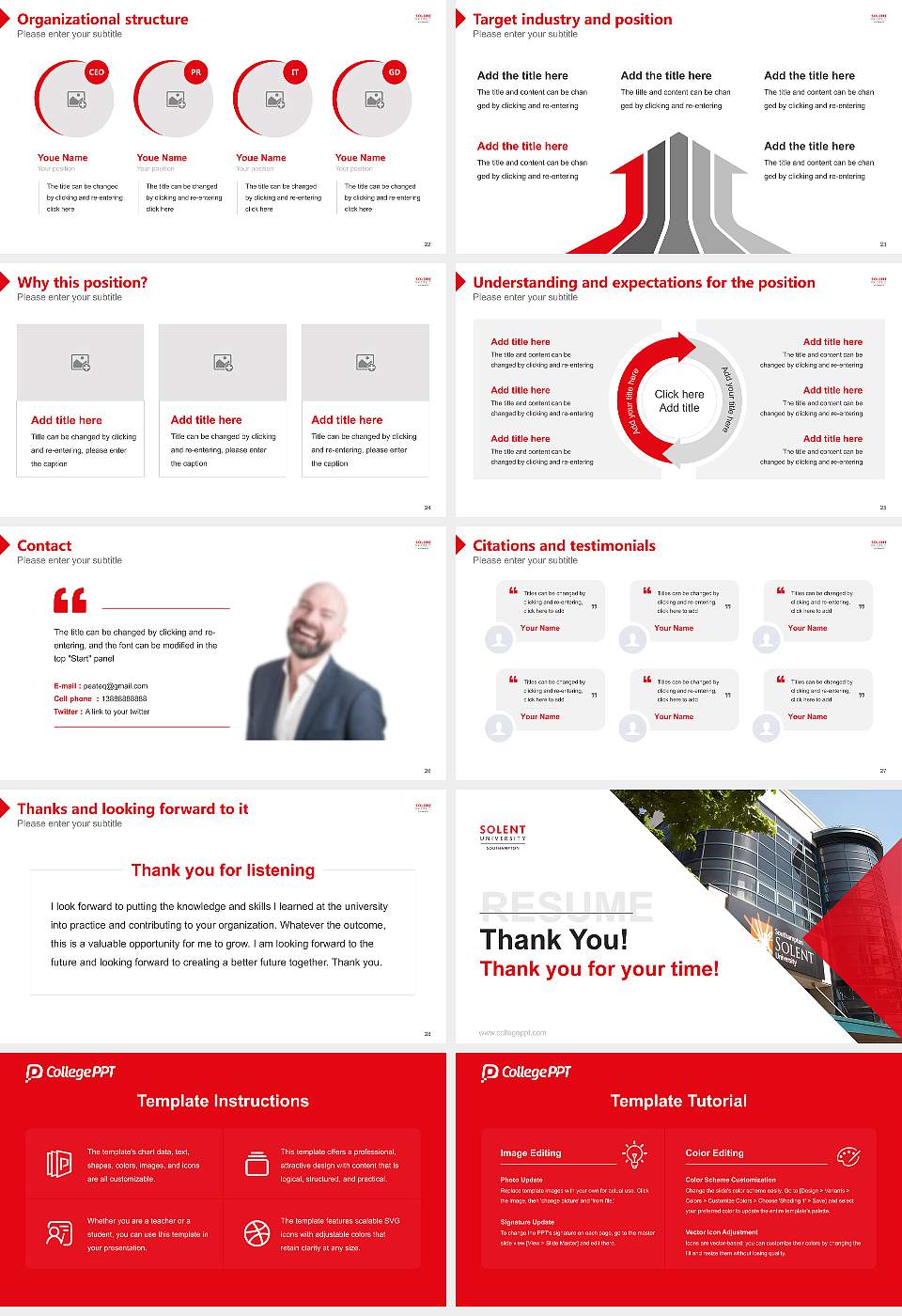 Solent University Resume PPT Template16:9 ratio PPT effect preview image4