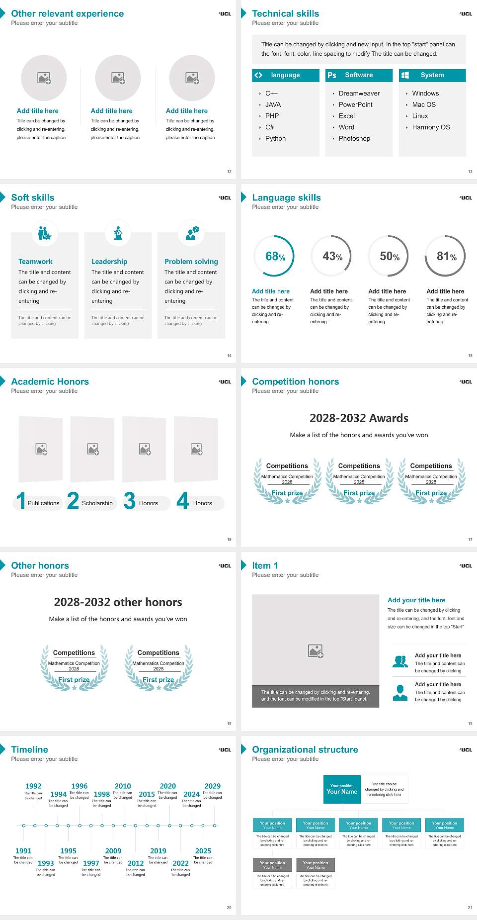 University College London Resume PPT Template4:3 ratio PPT effect preview image3