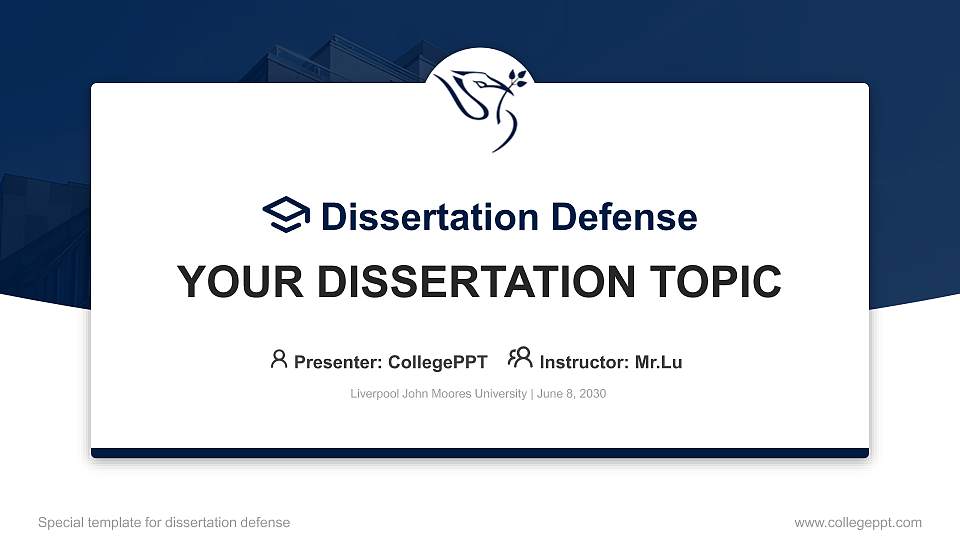 Liverpool John Moores University Graduation Thesis Defense PPT Template16:9 ratio PPT effect preview image
