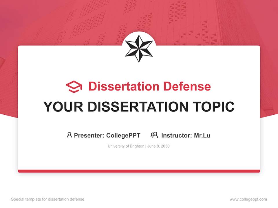 University of Brighton Graduation Thesis Defense PPT Template4:3 ratio PPT effect preview image7