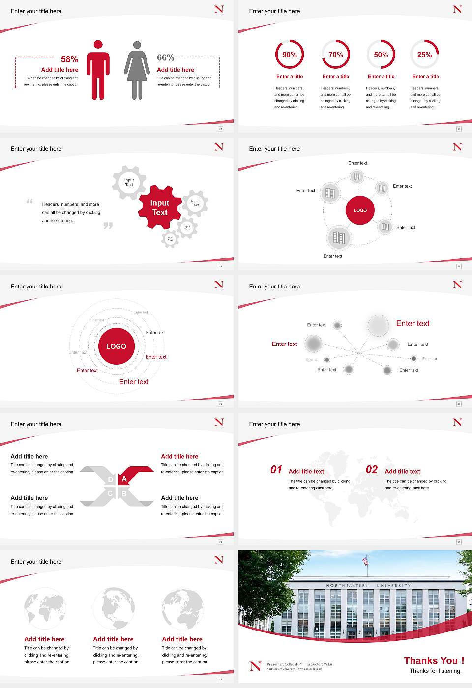 Northeastern University Course/Courseware Creation PPT Template16:9 ratio PPT effect preview image4