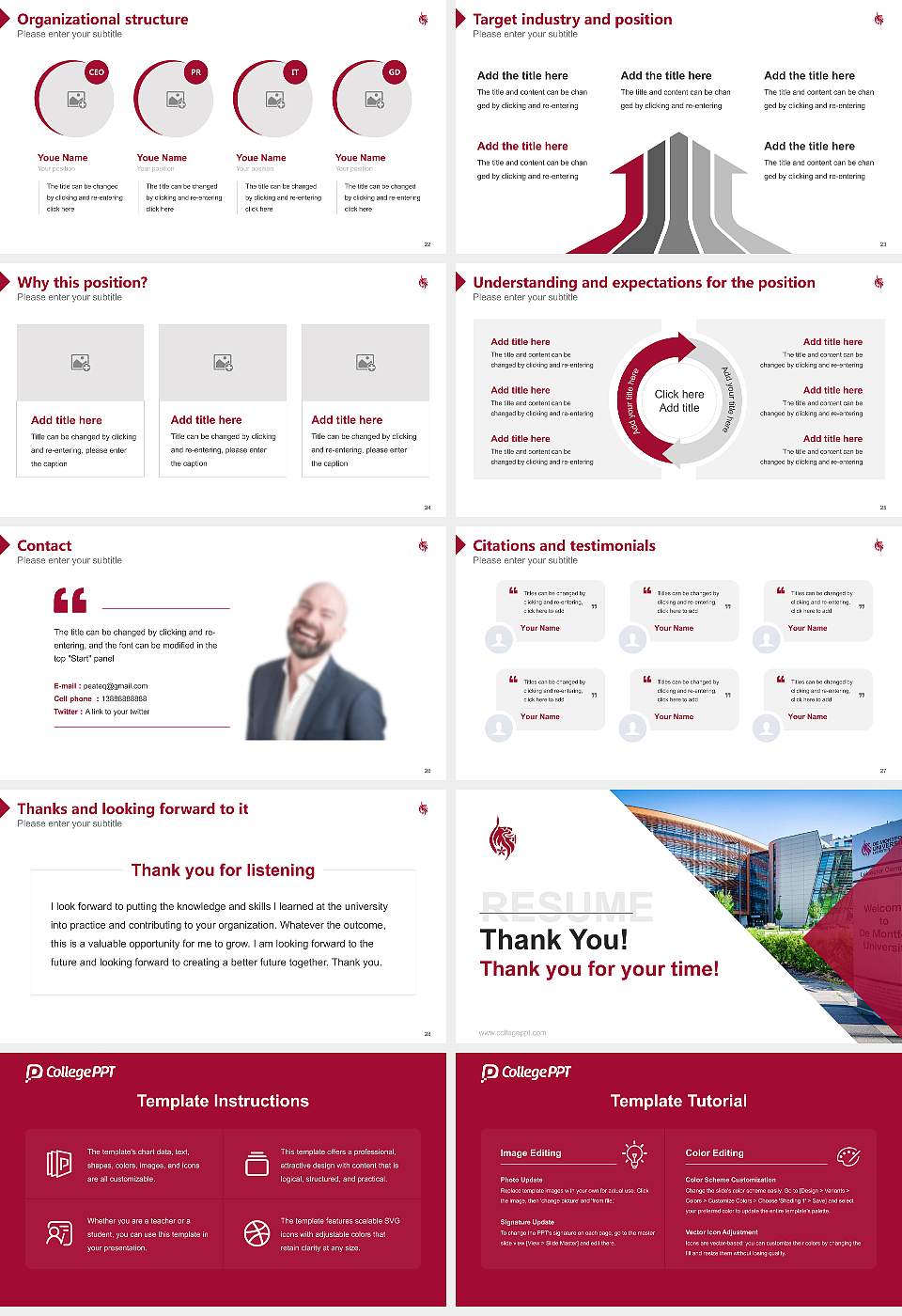 De Montfort University Resume PPT Template16:9 ratio PPT effect preview image4