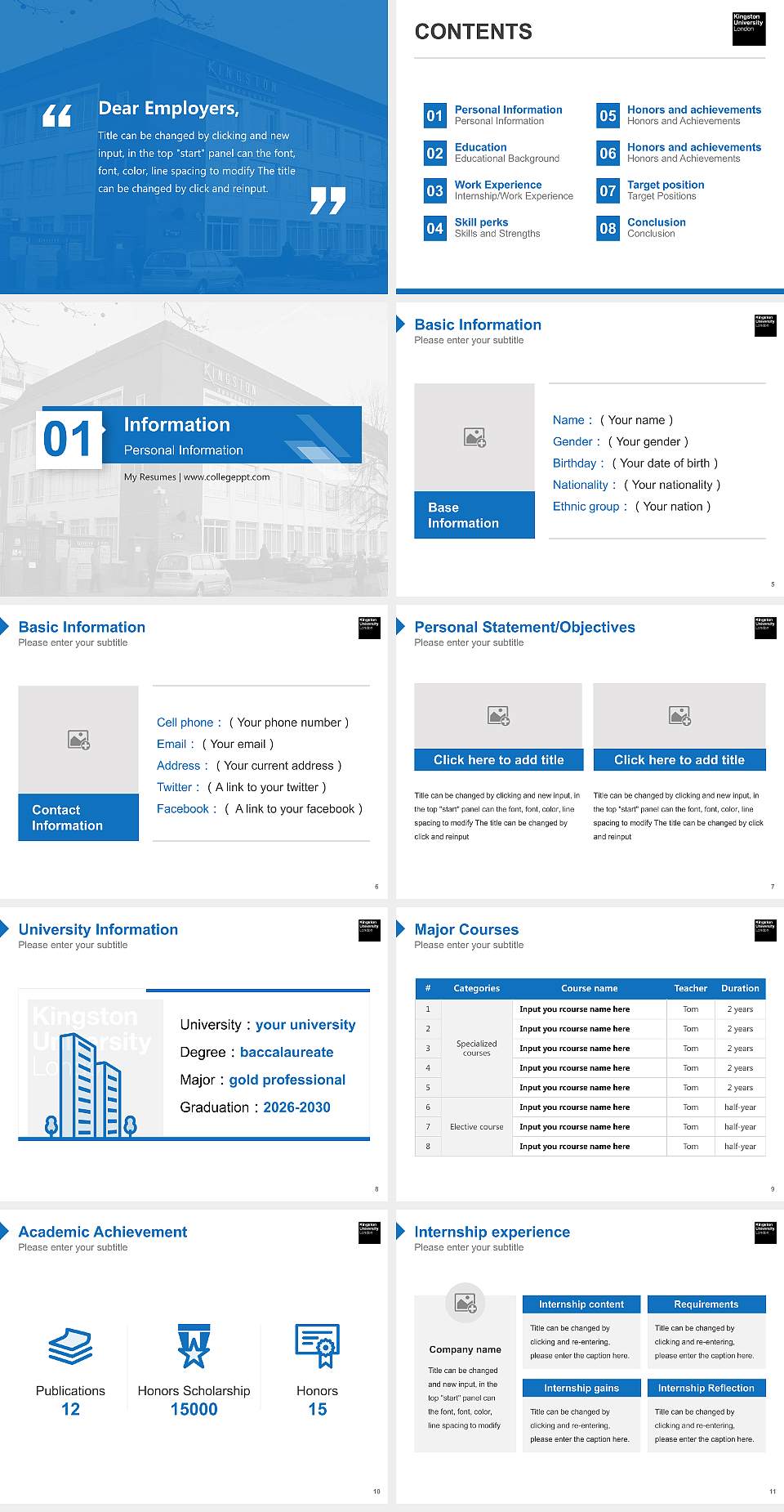 Kingston University Resume PPT Template4:3 ratio PPT effect preview image2