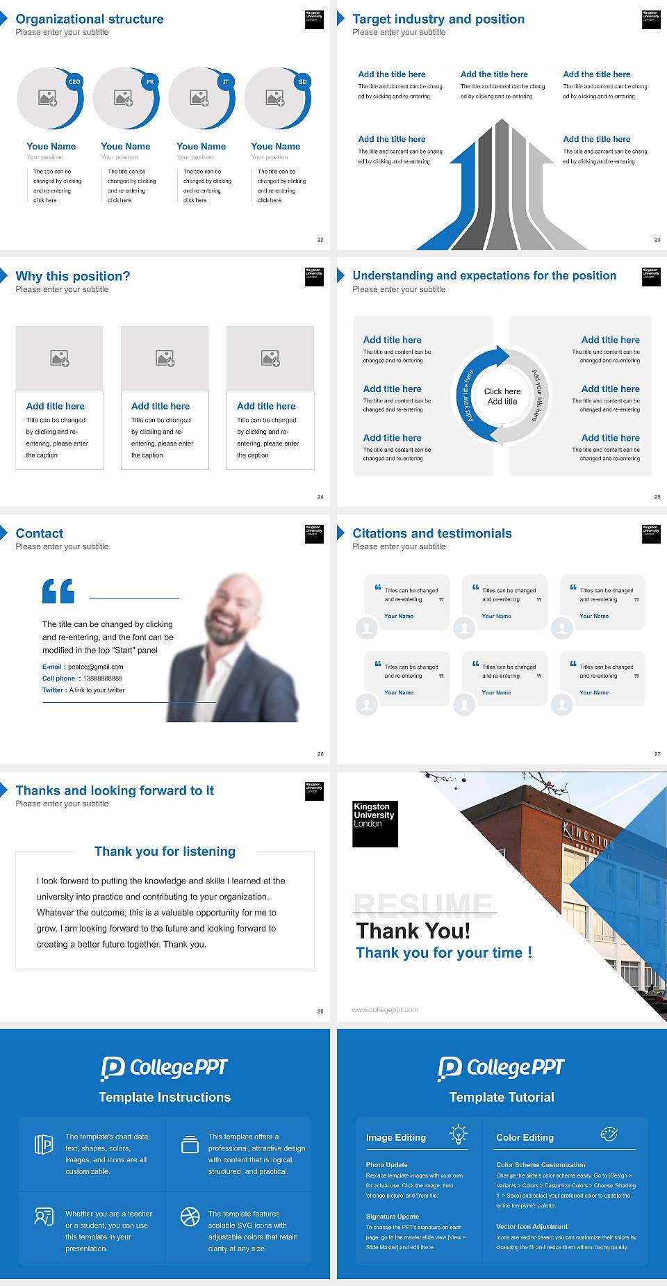 Kingston University Resume PPT Template4:3 ratio PPT effect preview image4