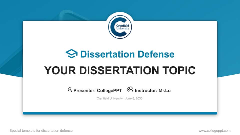 Cranfield University Graduation Thesis Defense PPT Template16:9 ratio PPT effect preview image