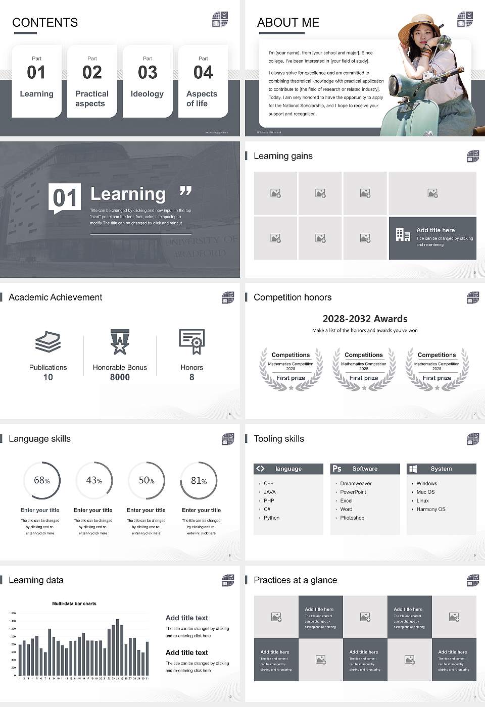 University of Bradford National Scholarship Defense PPT Template16:9 ratio PPT effect preview image2