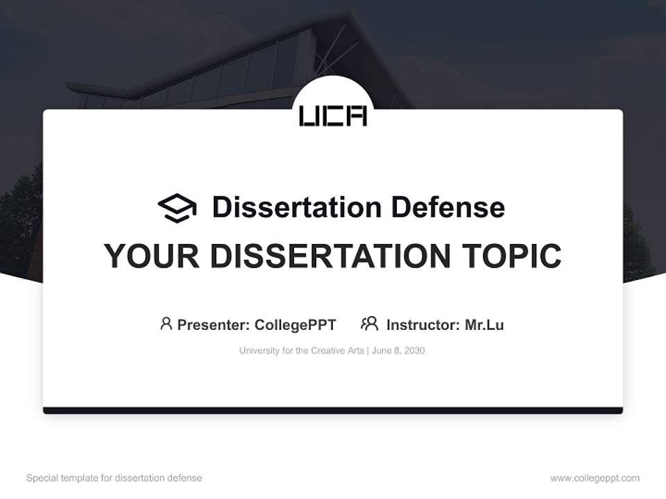 University for the Creative Arts Graduation Thesis Defense PPT Template4:3 ratio PPT effect preview image7