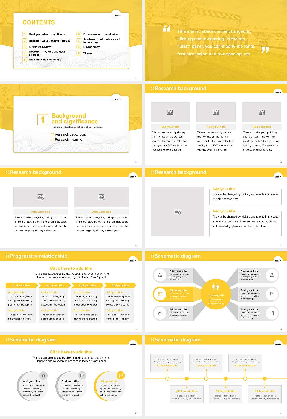 Falmouth University Graduation Thesis Defense PPT Template16:9 ratio PPT effect preview image2