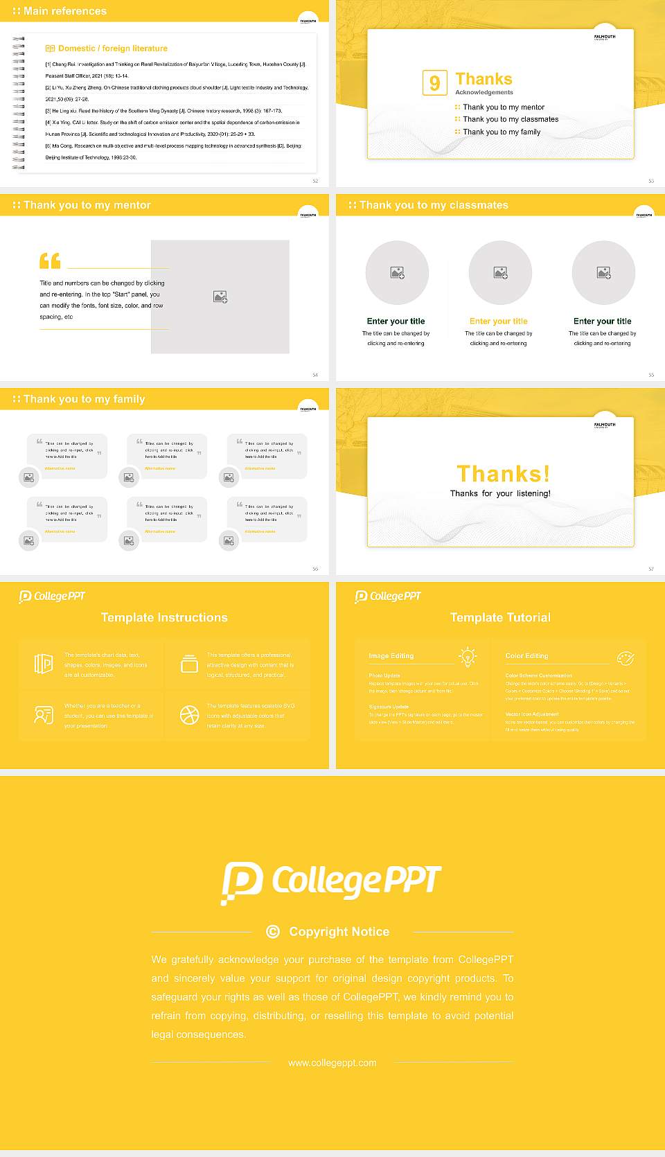 Falmouth University Graduation Thesis Defense PPT Template16:9 ratio PPT effect preview image7