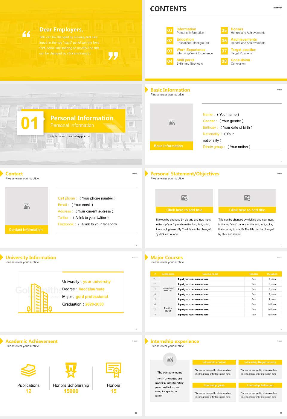 Goldsmiths, University of London Resume PPT Template16:9 ratio PPT effect preview image2