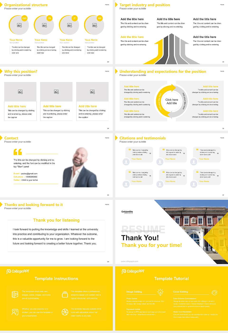 Goldsmiths, University of London Resume PPT Template16:9 ratio PPT effect preview image4