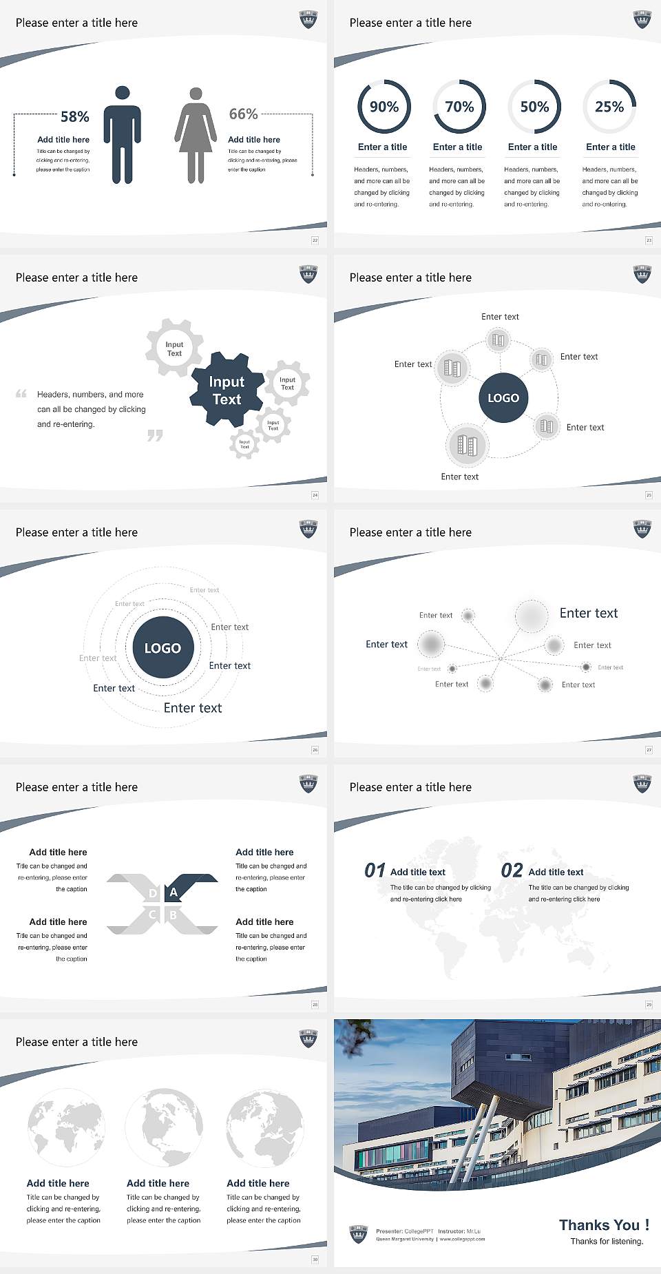 Queen Margaret University Course/Courseware Creation PPT Template4:3 ratio PPT effect preview image4