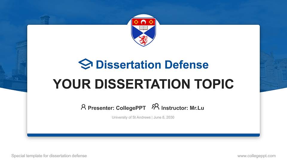 University of St Andrews Graduation Thesis Defense PPT Template16:9 ratio PPT effect preview image