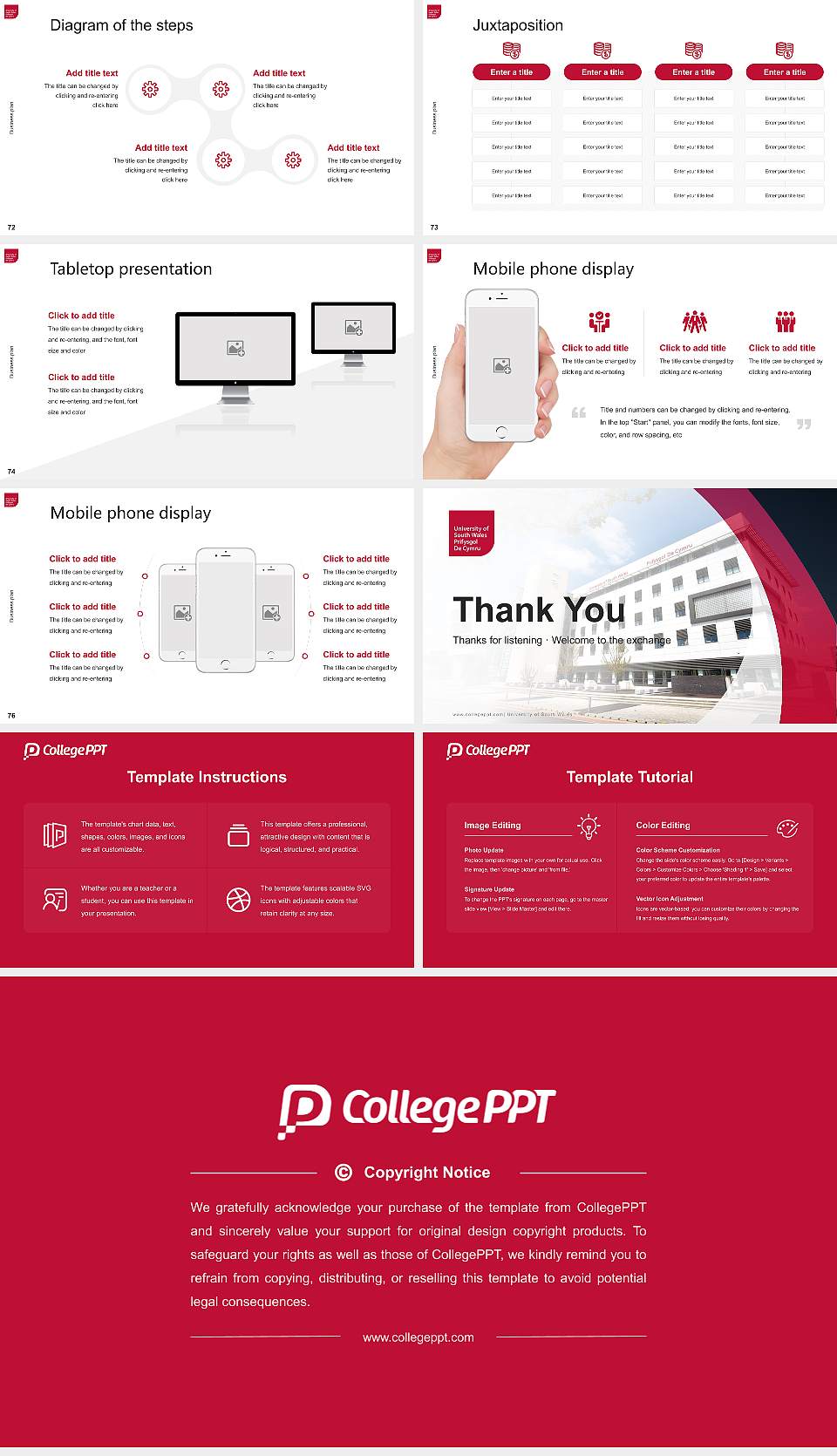 University of South Wales Competition/Entrepreneurship Contest PPT Template16:9 ratio PPT effect preview image9