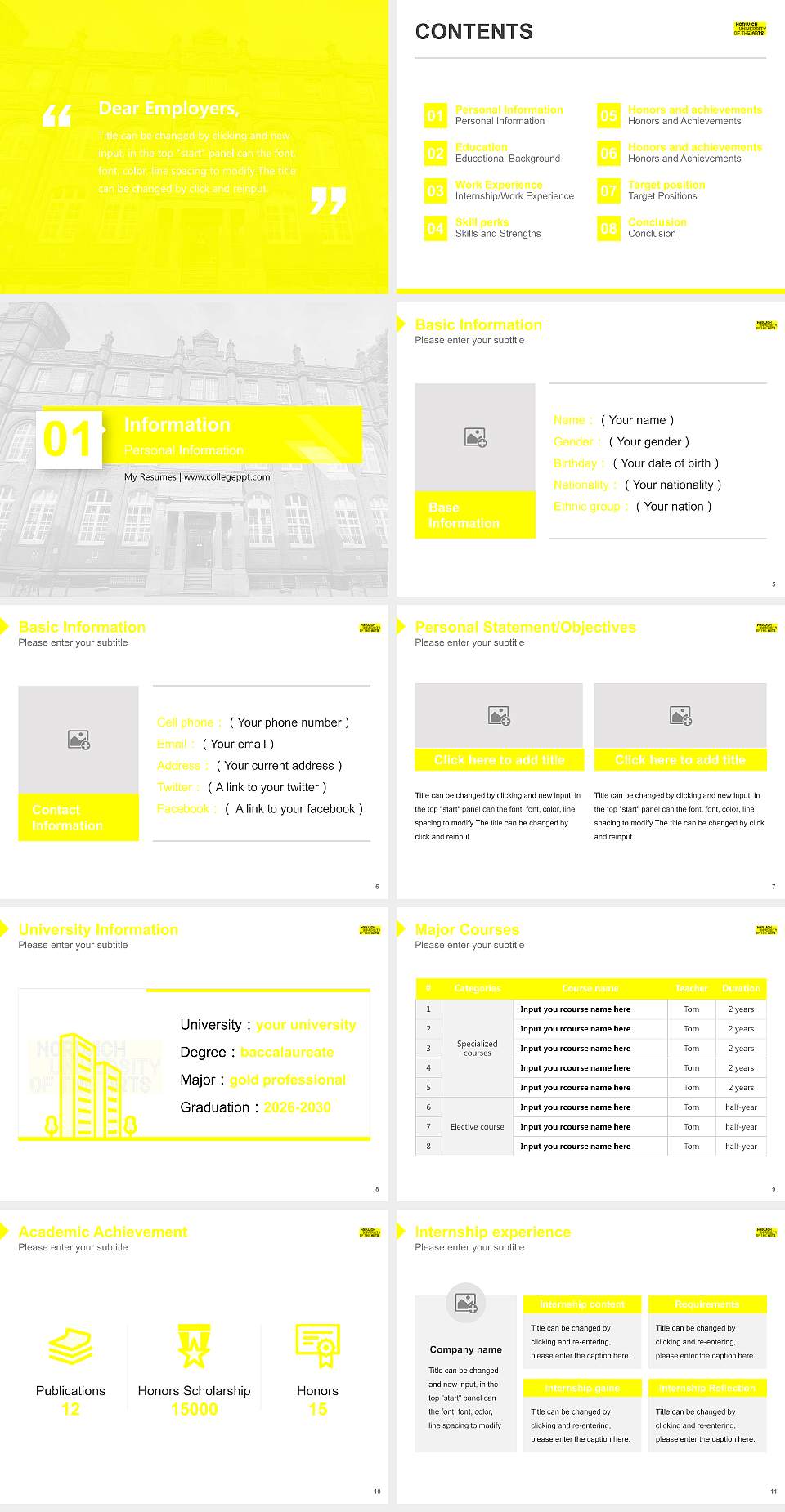 Norwich University of the Arts Resume PPT Template4:3 ratio PPT effect preview image2