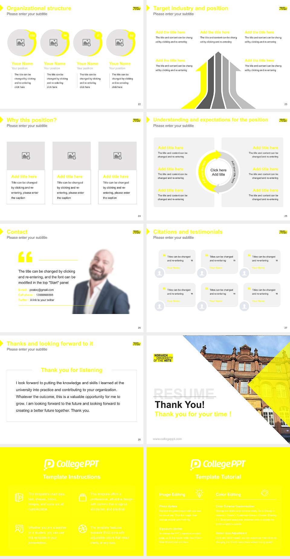 Norwich University of the Arts Resume PPT Template4:3 ratio PPT effect preview image4