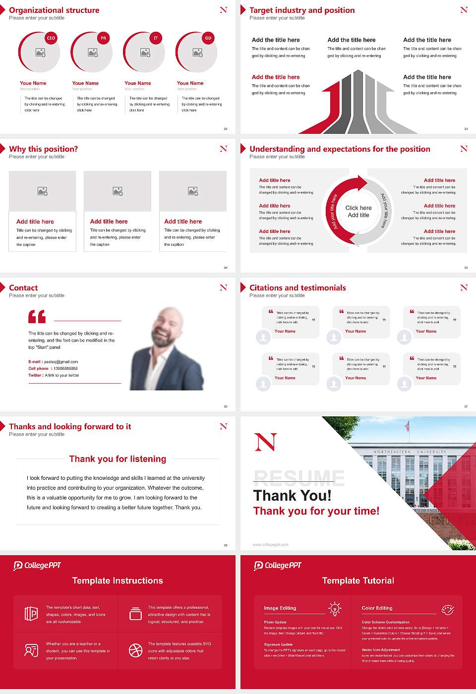 Northeastern University Resume PPT Template16:9 ratio PPT effect preview image4