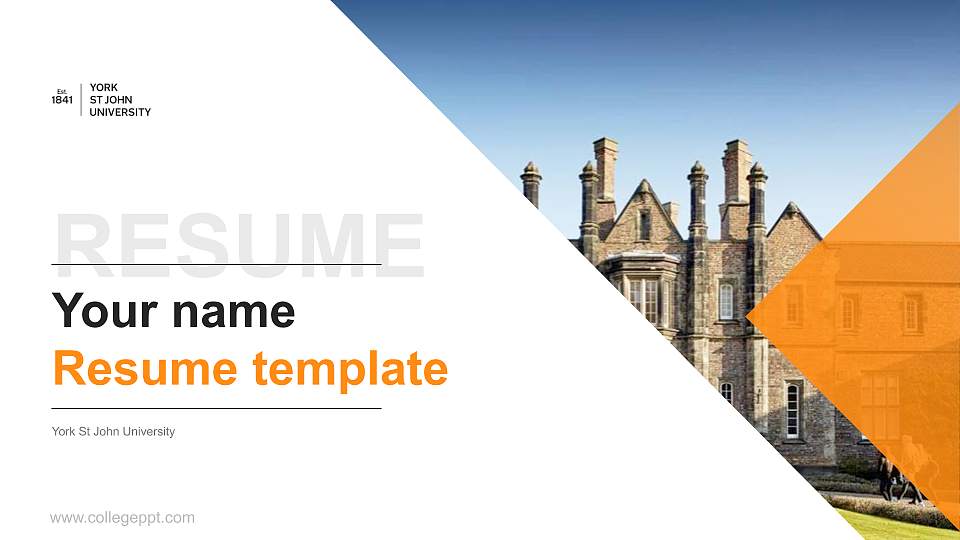York St John University Resume PPT Template16:9 ratio PPT effect preview image