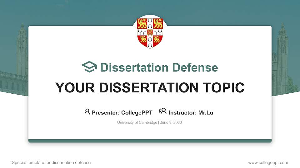 University of Cambridge Graduation Thesis Defense PPT Template16:9 ratio PPT effect preview image