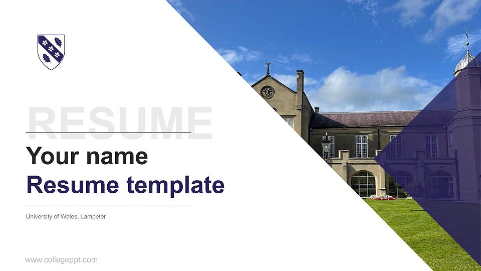 University of Wales, Lampeter Resume PPT Template16:9 ratio PPT effect preview image