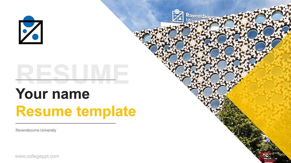 Ravensbourne University Resume PPT Template16:9 ratio PPT effect preview image