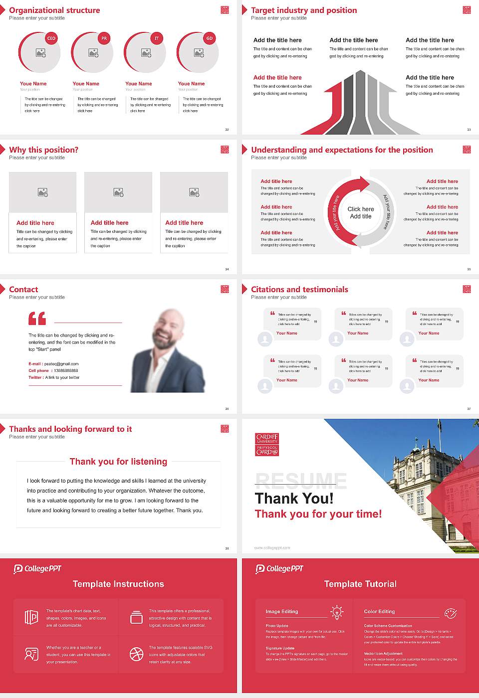 Cardiff University Resume PPT Template16:9 ratio PPT effect preview image4