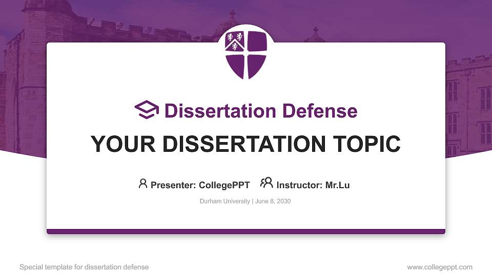 Durham University Graduation Thesis Defense PPT Template16:9 ratio PPT effect preview image