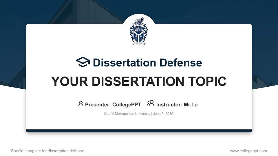 Cardiff Metropolitan University Graduation Thesis Defense PPT Template16:9 ratio PPT effect preview image