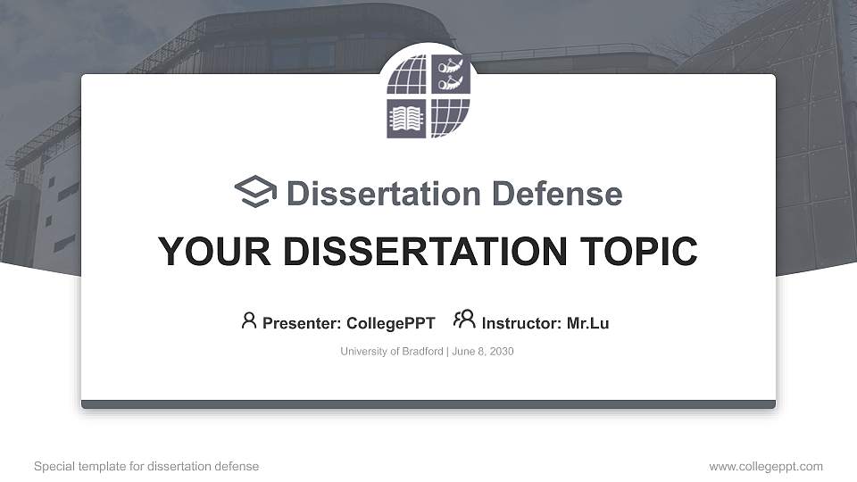 University of Bradford Graduation Thesis Defense PPT Template16:9 ratio PPT effect preview image